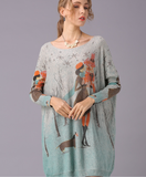 new fashion knitted printed loose plus size sweater