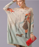 new fashion knitted printed loose plus size sweater
