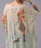 new fashion knitted printed loose plus size sweater