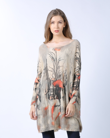 new printing long loose bottoming shirt plus size sweater