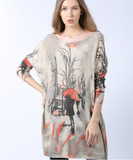 new printing long loose bottoming shirt plus size sweater