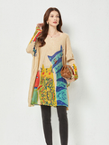fashion sweater simple European and American cat print loose sweater