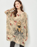new sweater printing fat mm slim plus size loose sweater