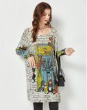 cartoon printed sweater women's loose outer wear plus size sweater