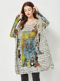 cartoon printed sweater women's loose outer wear plus size sweater