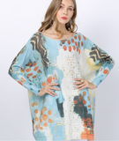 plus one-neck sweater women's loose print pullover long sweater