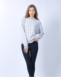 women's houndstooth plaid knitted casual pullover plus size sweater