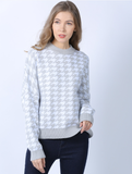 women's houndstooth plaid knitted casual pullover plus size sweater