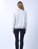 women's houndstooth plaid knitted casual pullover plus size sweater
