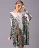 Long-sleeved sweater with long loose neck sweater