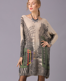 Long-sleeved sweater with long loose neck sweater