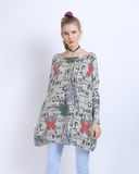 word collar Bat sweater ladies letter butterfly print loose plus size sweater