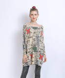 word collar Bat sweater ladies letter butterfly print loose plus size sweater