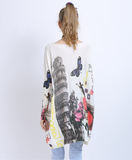 fashion butterfly print pullover knitted loose sweater