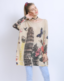 fashion butterfly print pullover knitted loose sweater