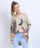 fashion butterfly print pullover knitted loose sweater