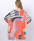 note printed long-sleeved pullover with one-neck