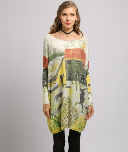 printed word collar pullover loose bottoming sweater