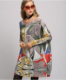 printed loose pullover sweater European and American bottoming shirt