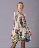 New Long Sleeve Printed Loose Retro Knitwear