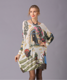 New Long Sleeve Printed Loose Retro Knitwear