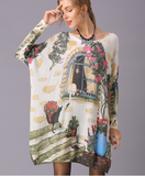 New Long Sleeve Printed Loose Retro Knitwear