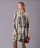 New Long Sleeve Printed Loose Retro Knitwear