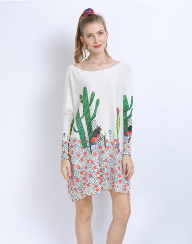 Long-sleeved sweater sweater printing plus size blouse