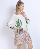 Long-sleeved sweater sweater printing plus size blouse