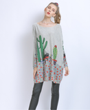 Long-sleeved sweater sweater printing plus size blouse