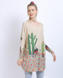 Long-sleeved sweater sweater printing plus size blouse