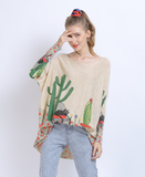 Long-sleeved sweater sweater printing plus size blouse
