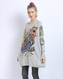 New Long Sleeve Dog Printed Plus Size Sweater Long Knitwear