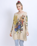New Long Sleeve Dog Printed Plus Size Sweater Long Knitwear