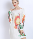 casual cartoon animal print knitted pullover top