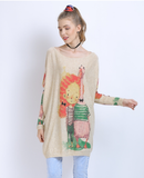 casual cartoon animal print knitted pullover top