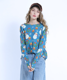 sweater snowman printed long sleeve pullover loose sweater