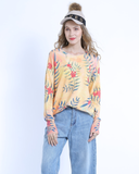 sweater long sleeve core-spun yarn loose digital printing sweater round neck pullover