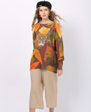 bottoming shirt simple fashion maple leaf background tiger print sweater