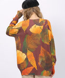 bottoming shirt simple fashion maple leaf background tiger print sweater