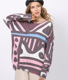 New retro printed Bohemian loose sweater