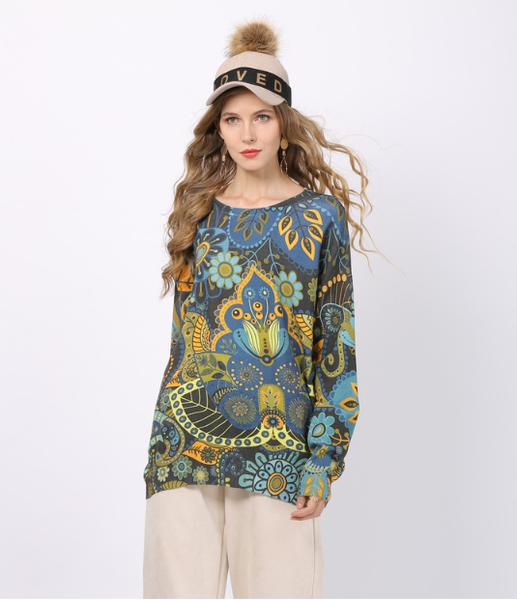 new head sweater round neck European and American plus size loose sweater