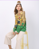 Long-sleeved sweater T-shirt animal print sweater