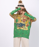 Long-sleeved sweater T-shirt animal print sweater