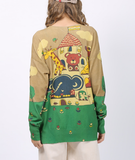 Long-sleeved sweater T-shirt animal print sweater