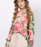 printed sweater ladies pullover round neck long loose sweater