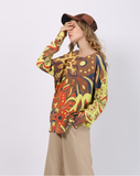 printed sweater long sleeve round neck pullover bottoming sweater