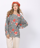 new printed round neck long sleeve pullover sweater