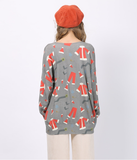 new printed round neck long sleeve pullover sweater