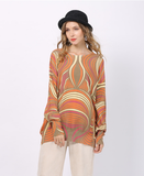 printing plus size rabbit hair core-spun yarn loose knitting bottoming shirt